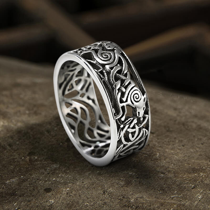 Norse Cletic Wolf Stainless Steel Viking Ring