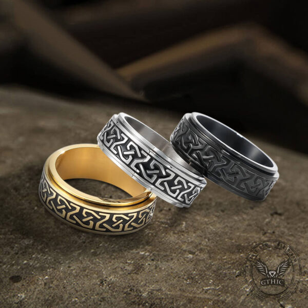 Celtic Knot Stainless Steel Viking Spinner Ring For Anxiety