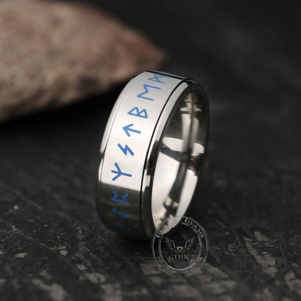 Runes Stainless Steel Spinner Ring For Anxiety