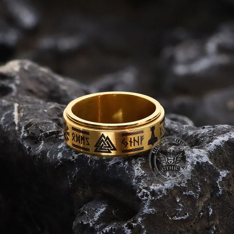 Viking Symbol Stainless Steel Spinner Ring For Anxiety