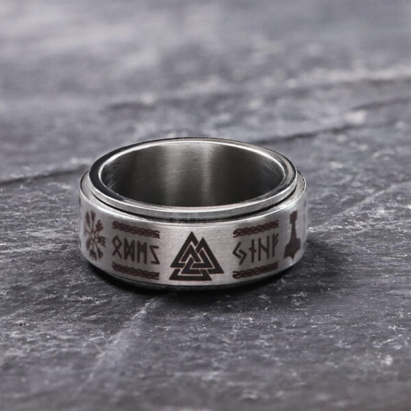 Viking Symbol Stainless Steel Spinner Ring For Anxiety